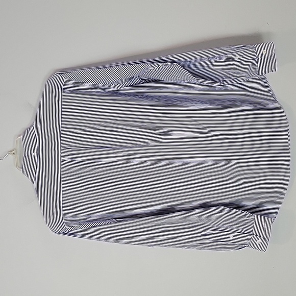 POLO Ralph Lauren Blue stripe button down shirt custom fit size XL 17.5 - Picture 5 of 7